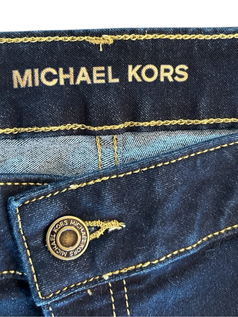 Michael Kors Navy Blue Jeans with Yellow Stitching - Picture 3 of 5